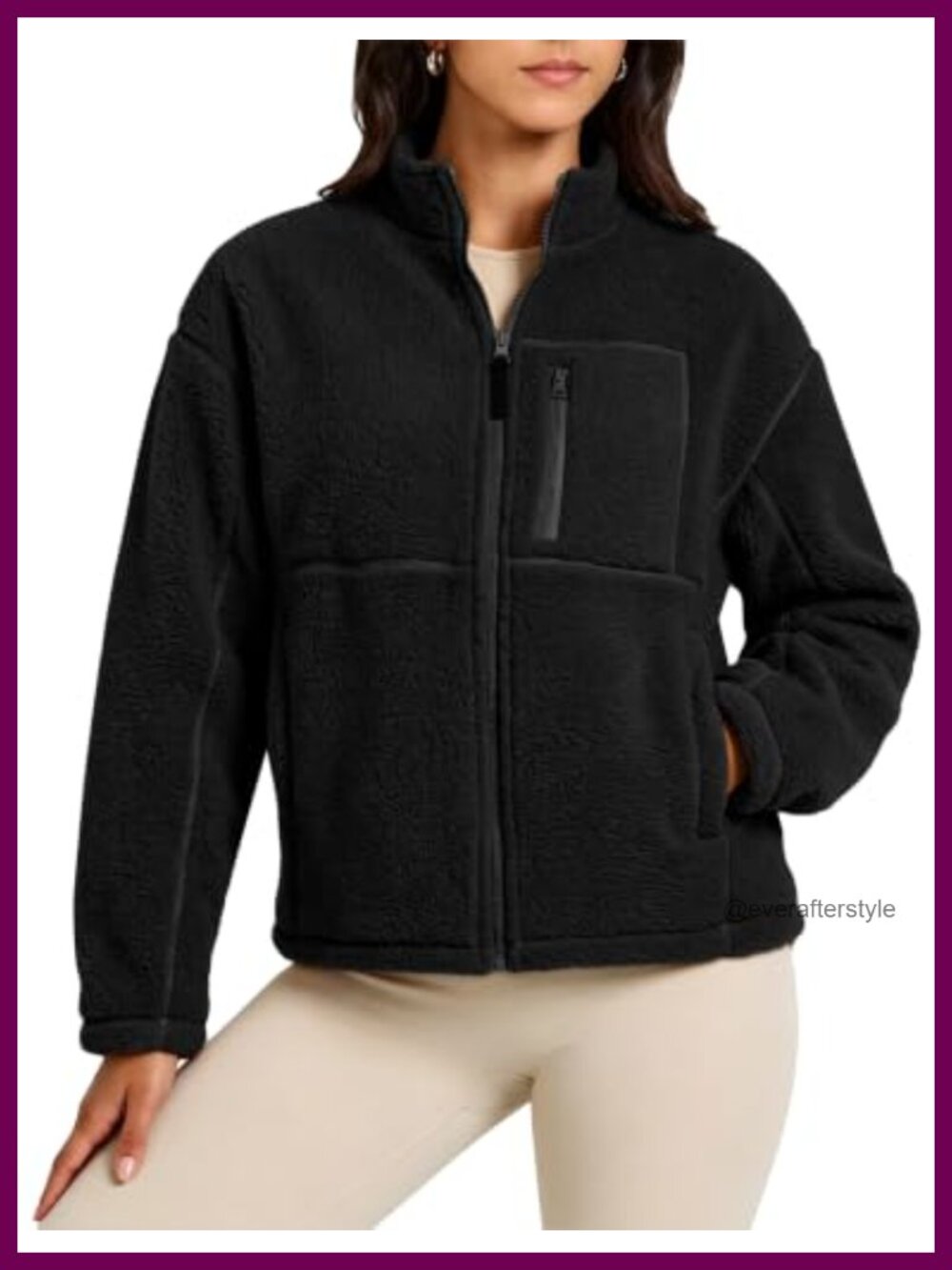 Women's Fleece Jacket Full Zip Stand Collar Sherpa Warm Winter Coat